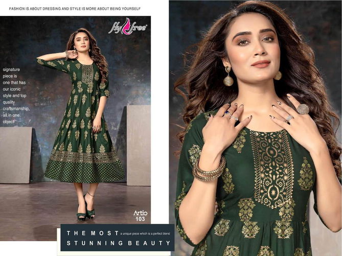 Fly Free Artio Casual Wear Wholesale Anarkali Kurti Collection